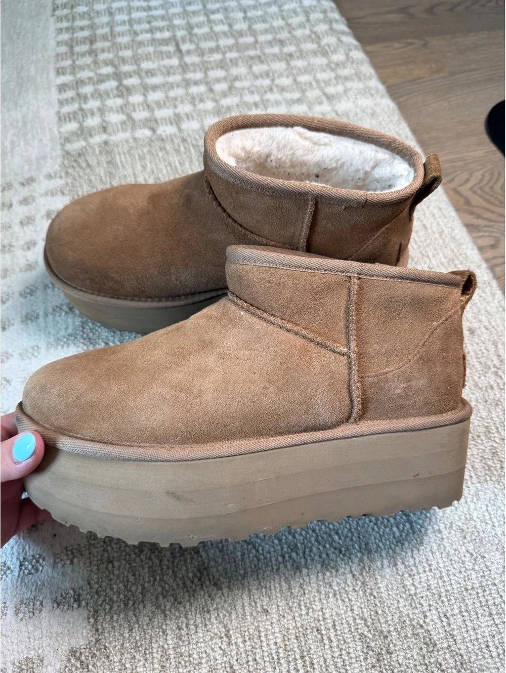UGG Women's Ankle Boots with Platform Sole in Brown Suede